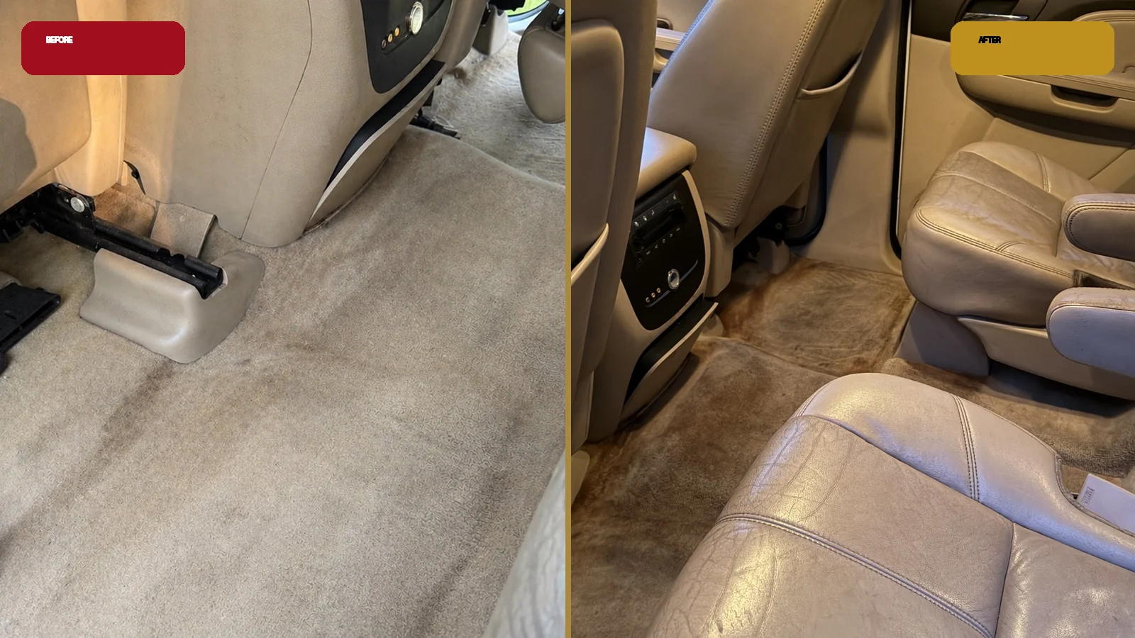 Rear carpet before and after interior detailing