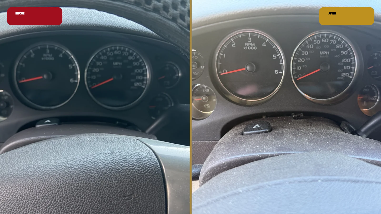 Dashboard gauge cluster before and after detailing